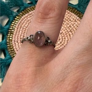 Rose Quartz Sterling Silver Ring- Size 5